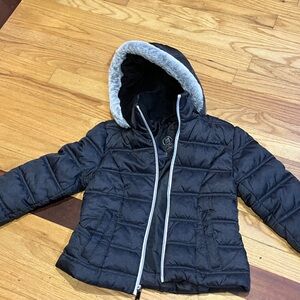 Cozy Black Hooded Pea Coat for Kids